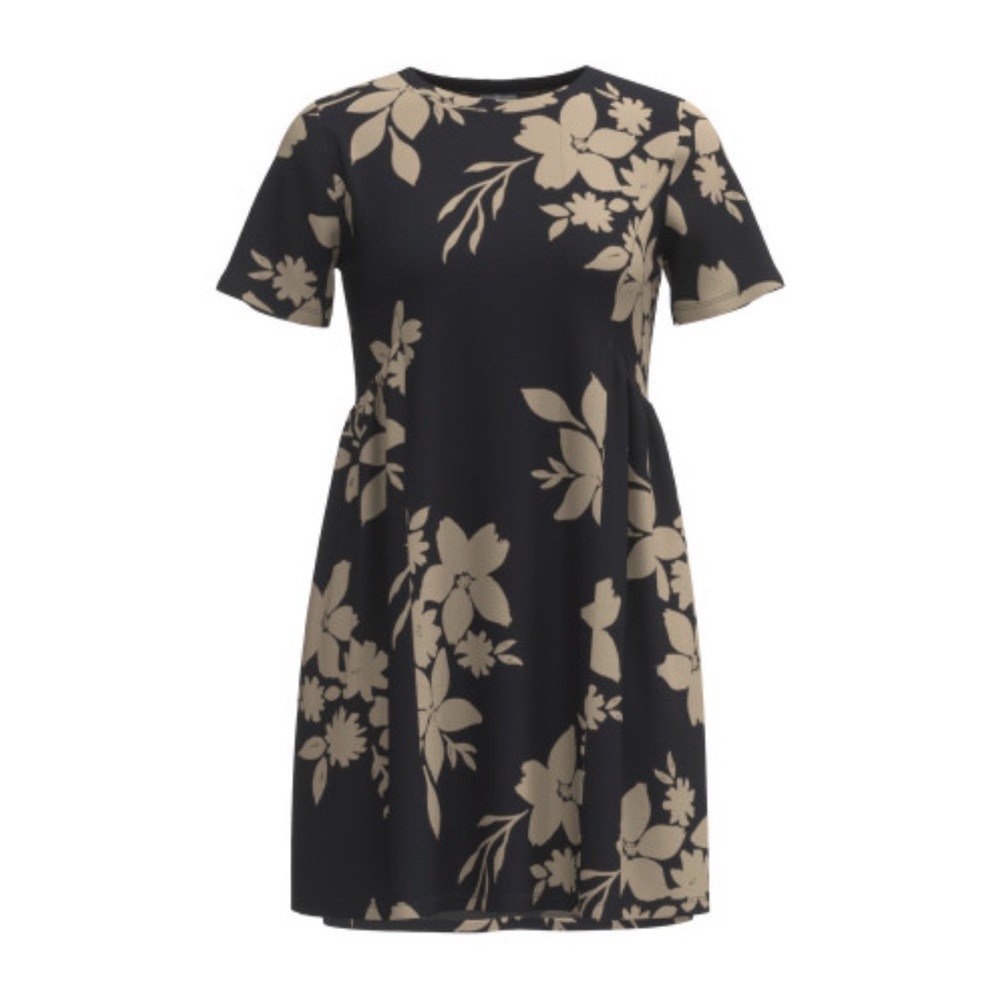 LuLaRoe Black and Cream Floral Mini Dress